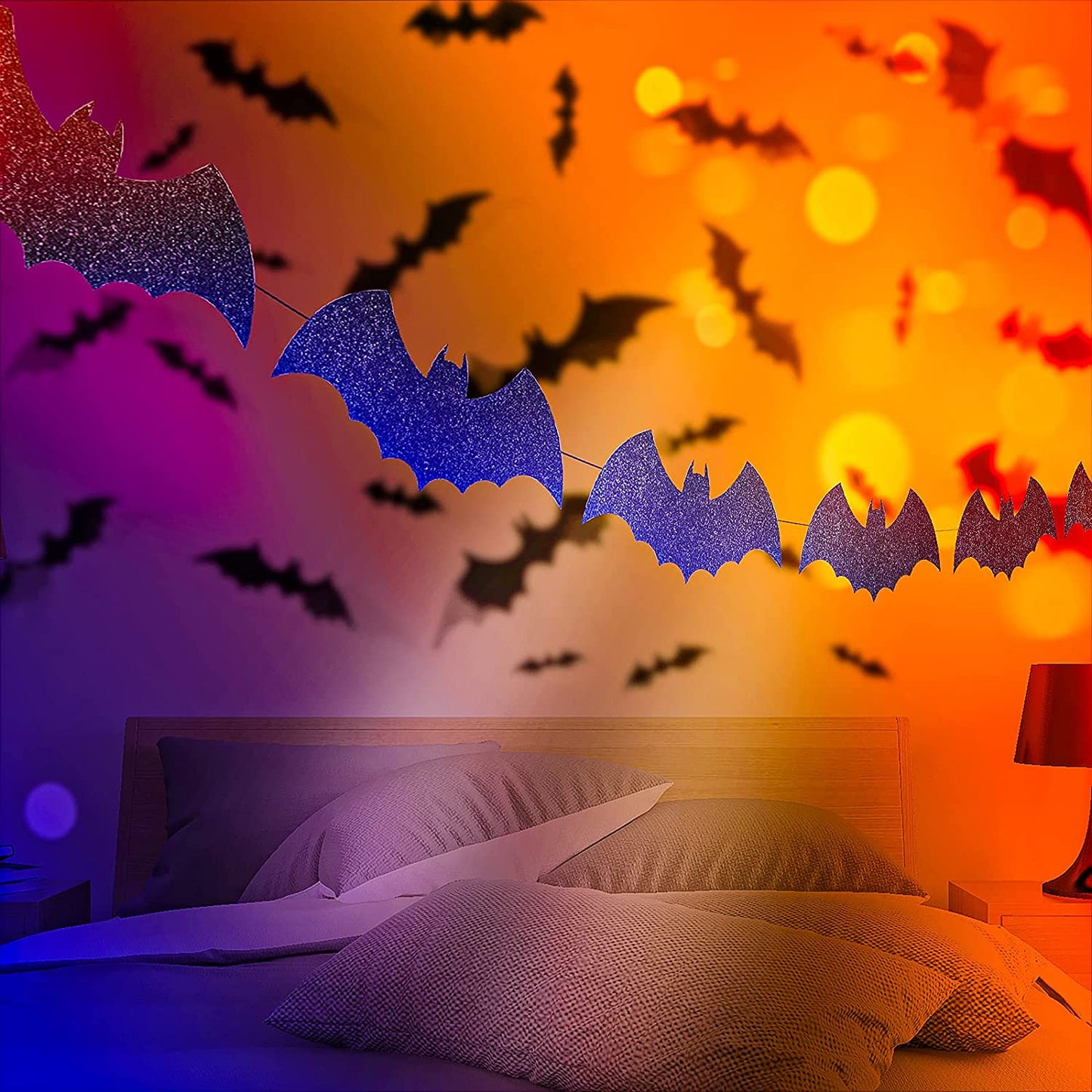 58PC Large 3D Halloween Flying Bats Decor Kit Spooky Party Supply Trick or Treat