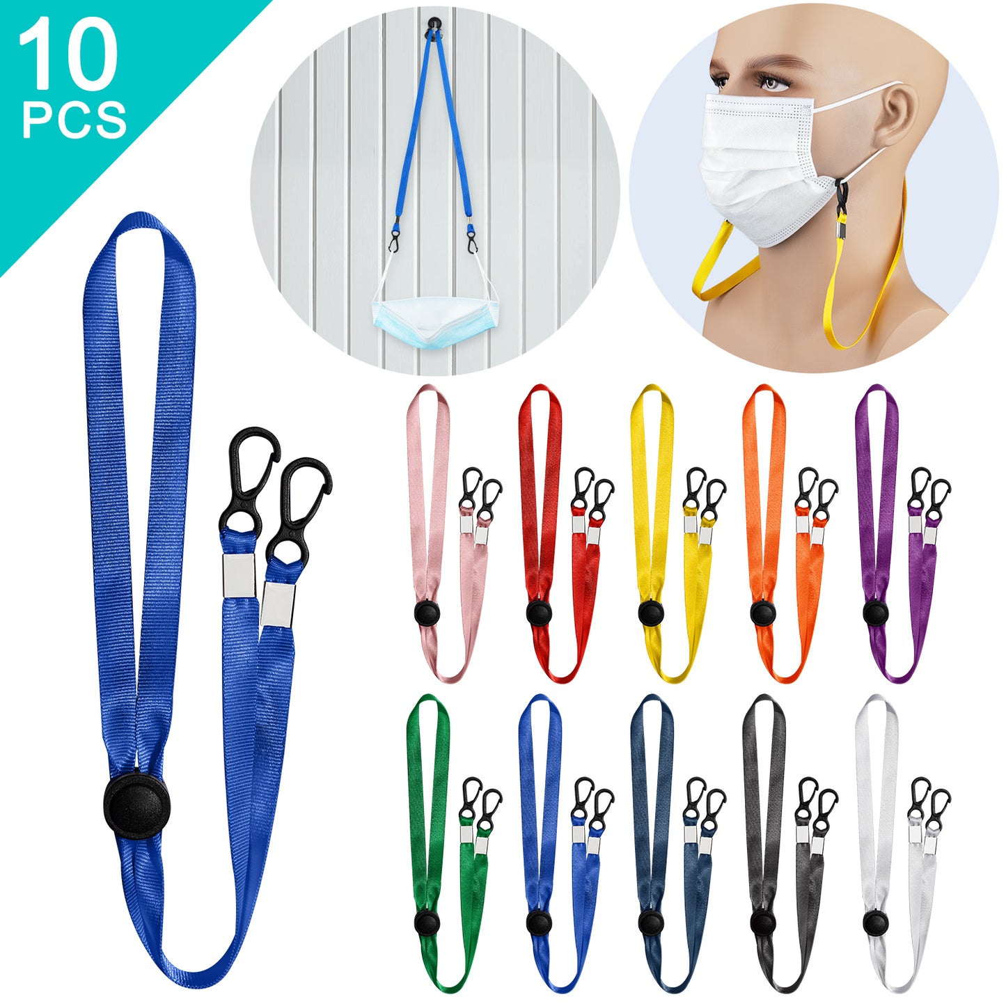 Lanyard 10-Color Multipurpose Adjustable Length Polyester Protective Strap Hold