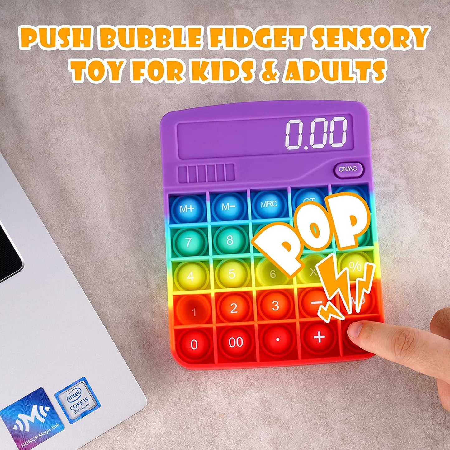 Calculator Multicolor Silicone Bubble Popper Fidget Sensory Toy Soft Pop Novelty