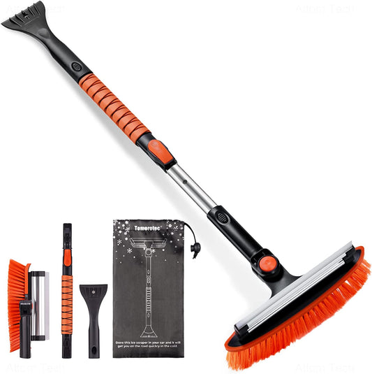 3-In-1 Ice Scraper Snow Brush Squeegee 30"-39" Extendable Aluminum Alloy Handle