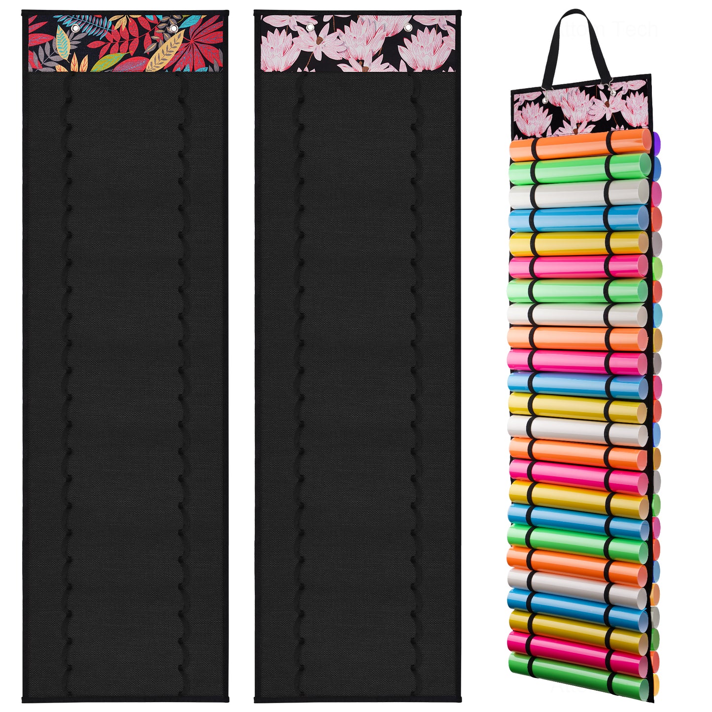 Vinyl Roll Holder 2 Pack, Vinyl Storage Organizer with 48-Compartment Double-S