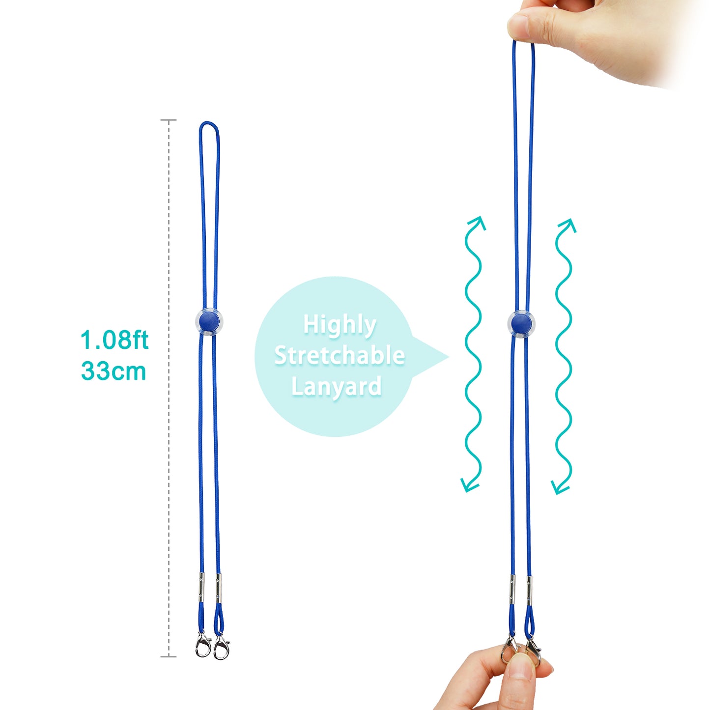 12-Color Pack Unisex Adjustable Length Elastic Lanyard Strap, Convenient Neck C