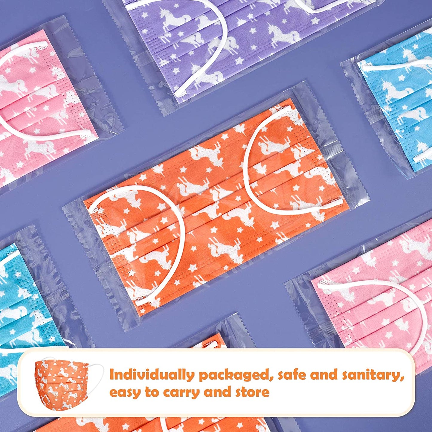 Kids' 60PCS Disposable 5 Colors Unicorn Star Pattern Individually Packed