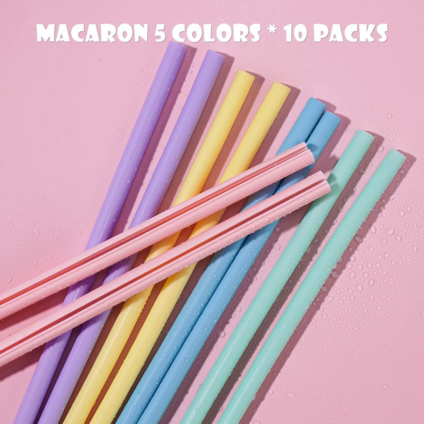 Reusable Silicone Straw 10PCS Openable Design Easy Clean Food Grade Snap Straw