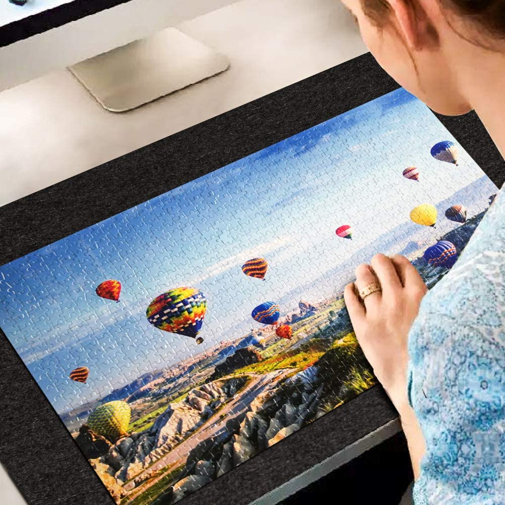 Rollable Jigsaw Puzzle Felt Mat Up to 1500PCS Inflatable Tube (46.5 x 26.5 inch)