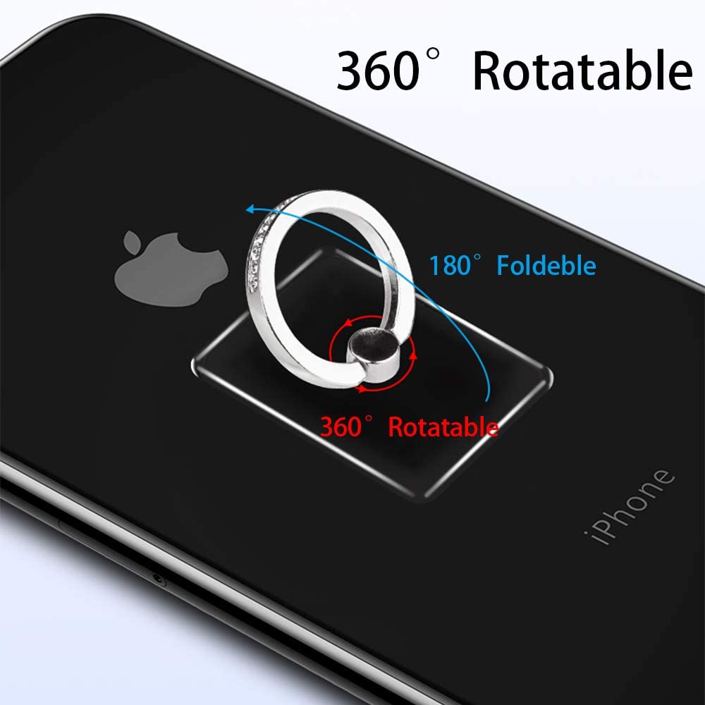 Transparent Cell Phone Ring Diamond 3PCS Clear Ring Holder Stand Car Mount Hook