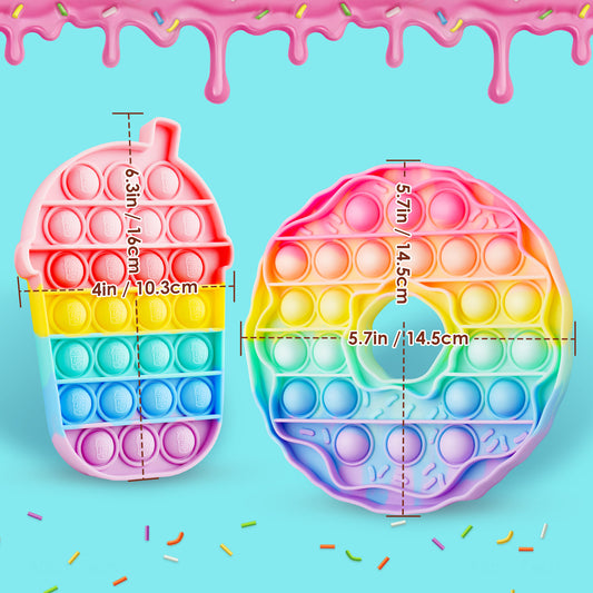 2-Pack Silicone Dessert Push Pop Bubble Fidget Sensory Toys Stress Reducer Anx