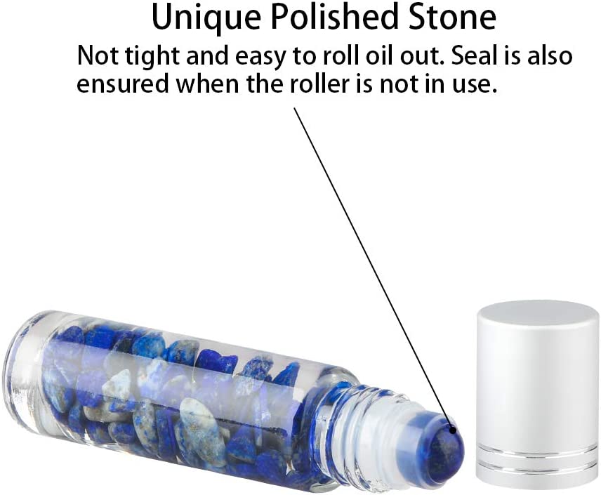 10ml Essential Oil Roller Bottles Set with Colorful Gem Stone Balls Home Ultra T