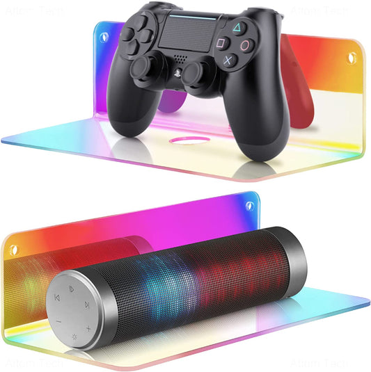 Iridescent Floating Shelves Cable Clips 2PCS Small Wall Mounted Acrylic Display