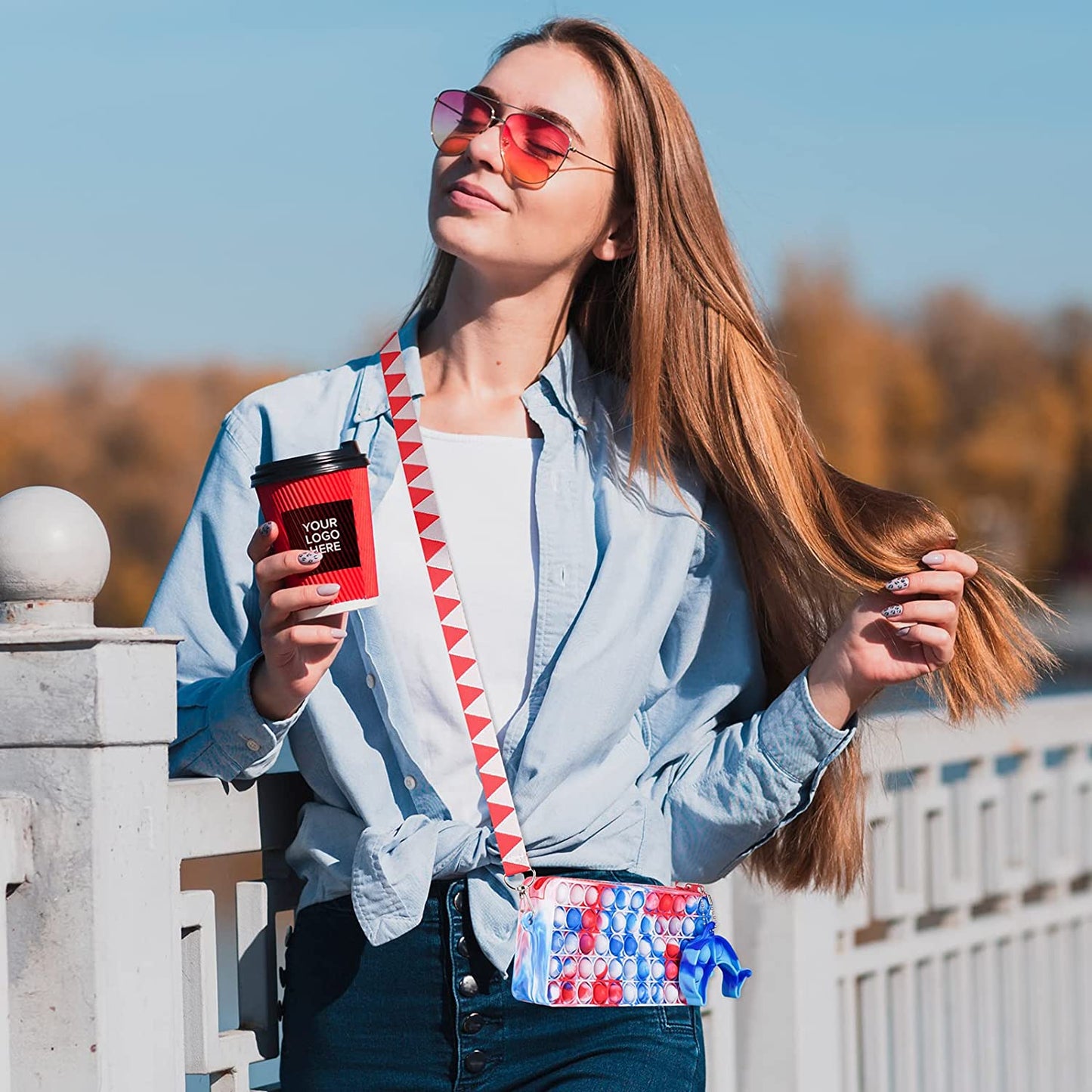 Push Pop Bubble Purse Fidget Sensory Toy Dolphin Pop Keychain Multicolor Handbag