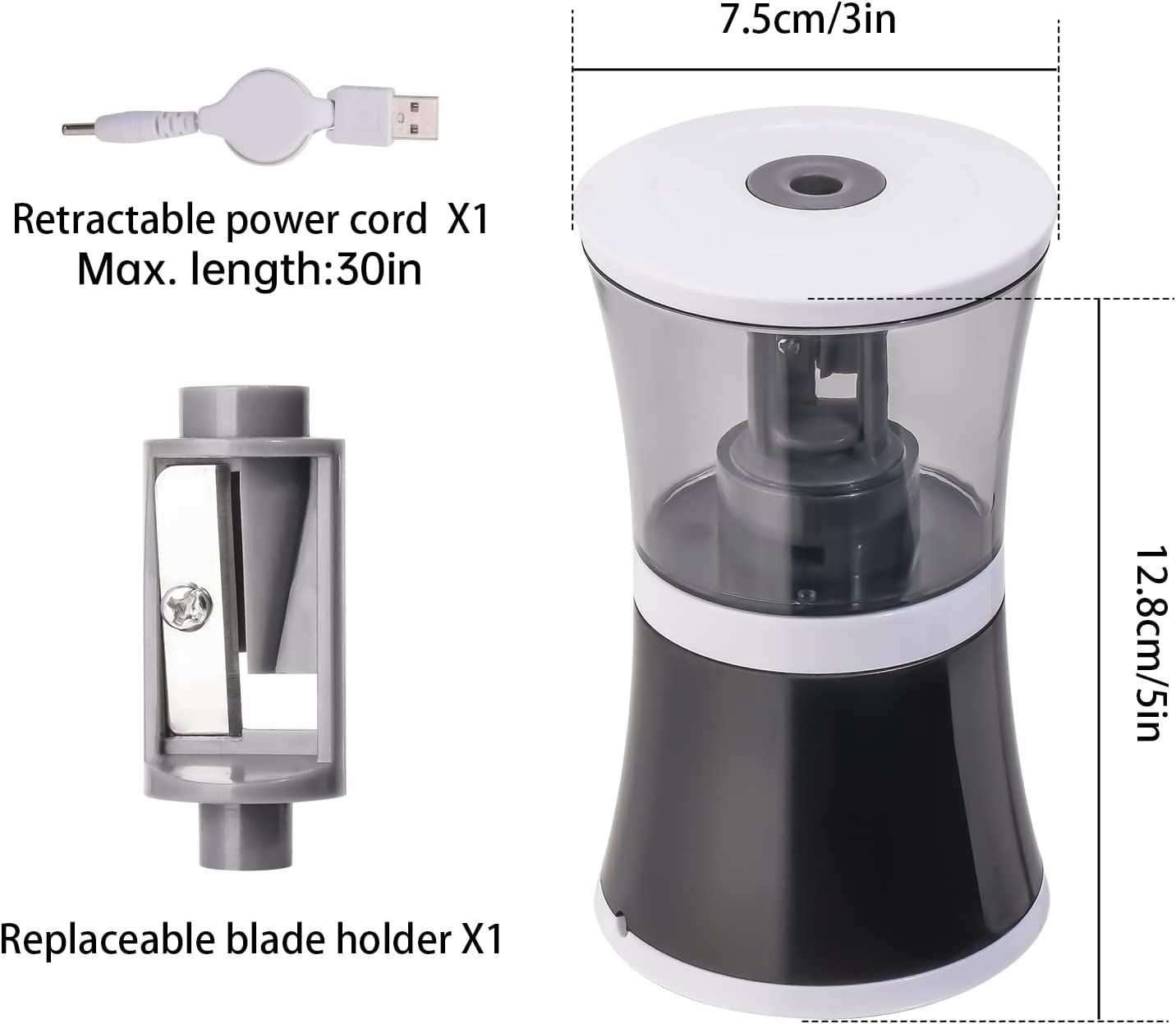Electric Pencil Sharpener USB & Battery-Operated Pencil Sharpener 6-8mm Pencils