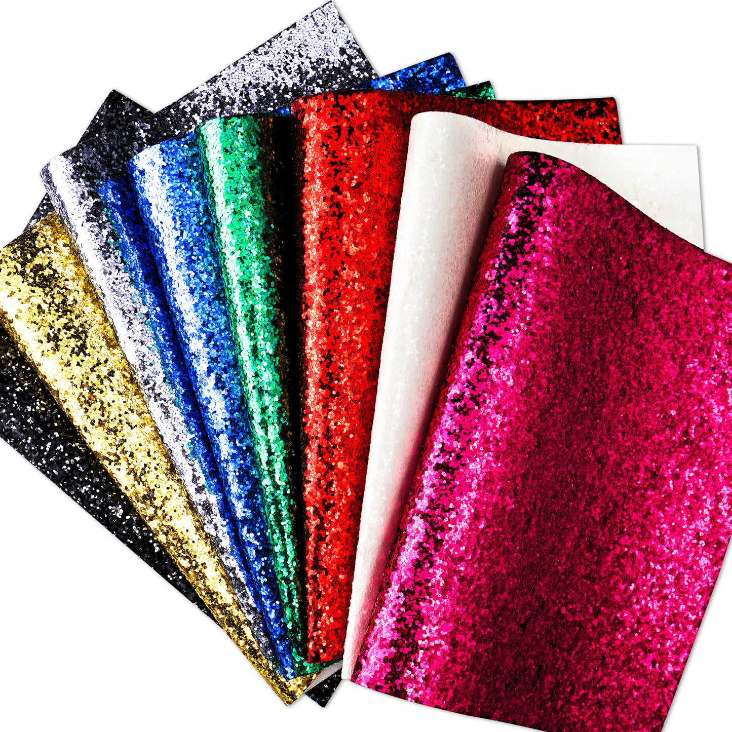 PU Glitter Leather 8-Color Coarse 1.2mm Thick Sheets with Hexagon Flakes for Mak