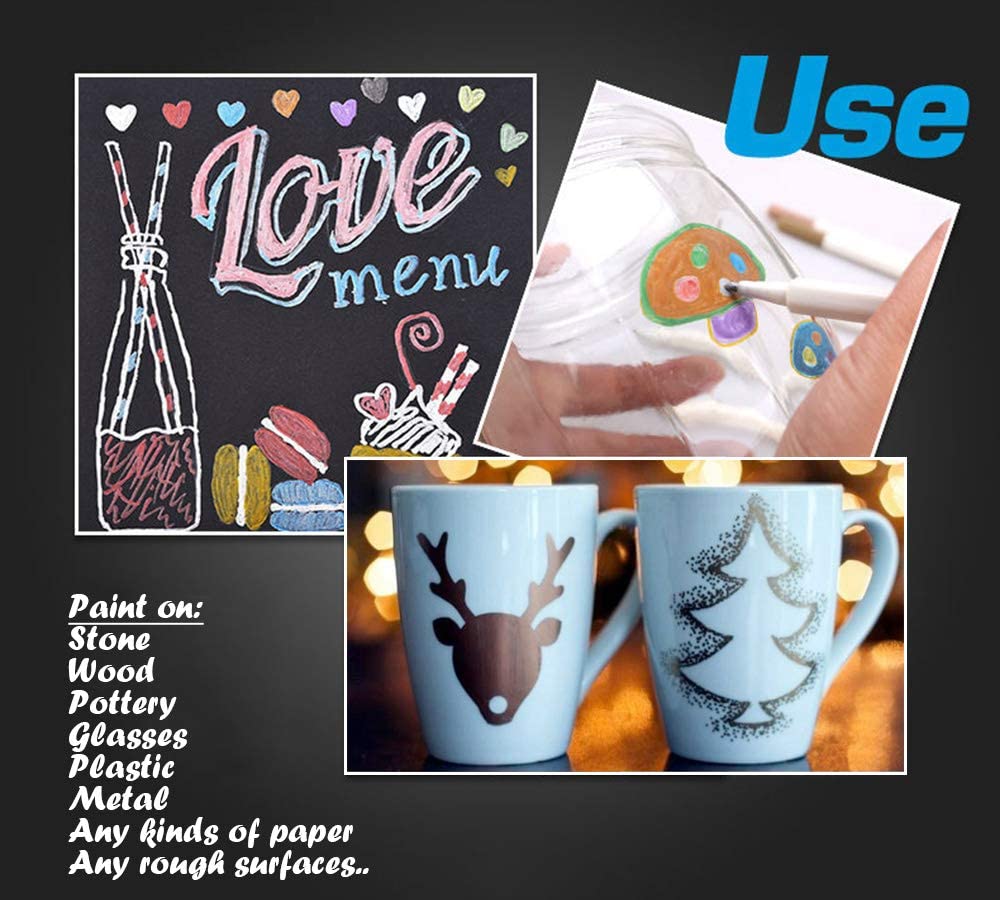 Metallic Marker Pen 30 Colors Set Glitter Paint Drawing Marker (Fine Tip Hard)