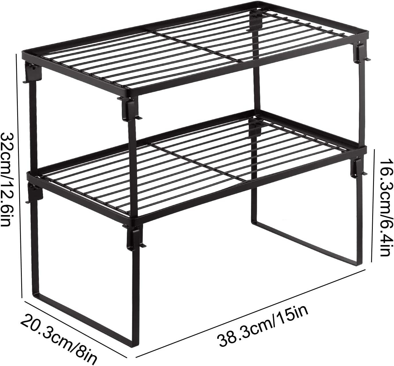 Stackable Kitchen Storage Shelf Rack 2-Tier Foldable Spice Rack Cabinet Organize