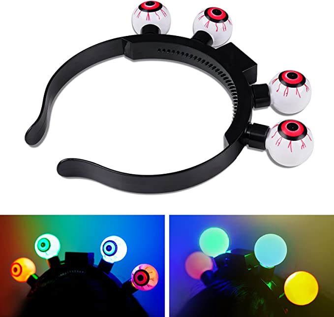 Halloween Party Scary Eyeballs LED Flashing Headband 2PCS Light Up Hoop Horror