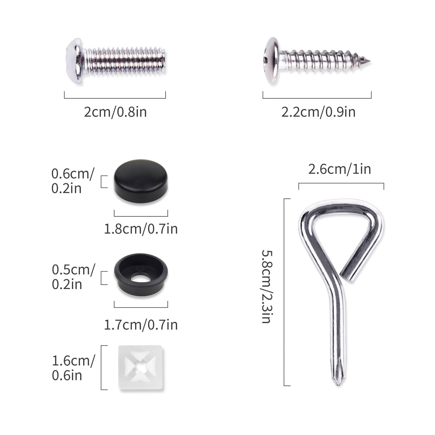 Stainless Steel License Plate Screws Fastener Kit, Anti-Rust Screws Self-Tappi
