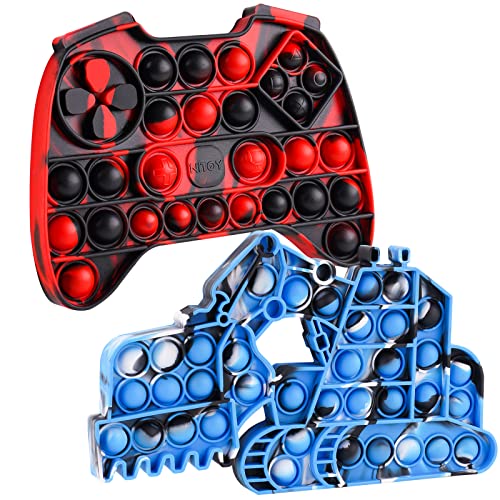 2PCS Excavator & Mixed Bubbles Game Controller Push Pop Fidget Sensory Toy