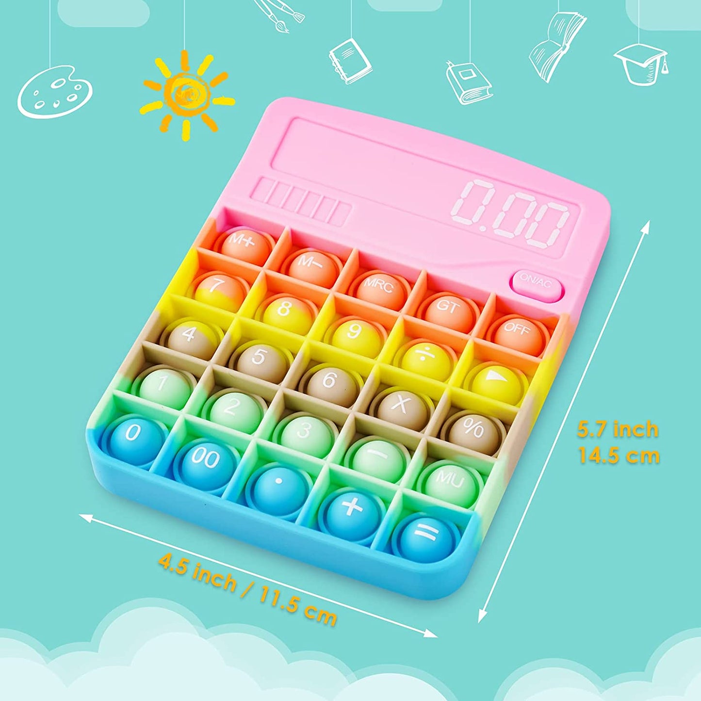Calculator Silicone Bubble Push Pop Fidget Sensory Toy 5.6x4.5 Soft Pop Novelty