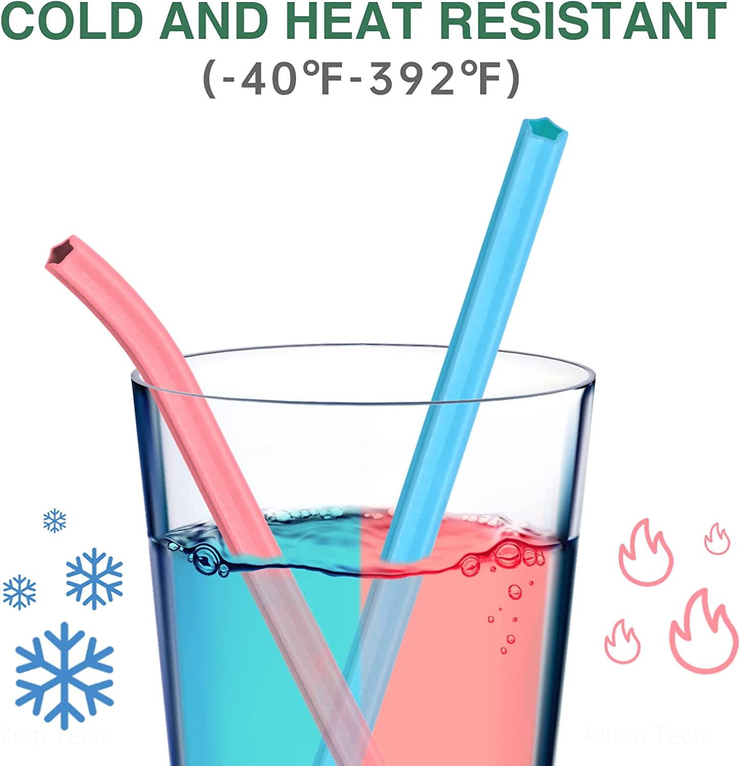 Reusable Silicone Drinking Straws Star Shape 15PCS 8.5" Long for 6-12oz Tumblers