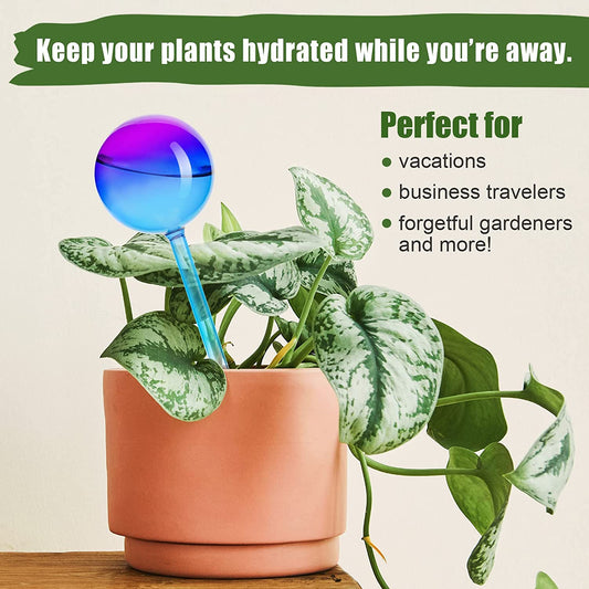 Self Watering Globes 2PC Blue Purple Gradient Glass Aqua Automatic Plant Waterer