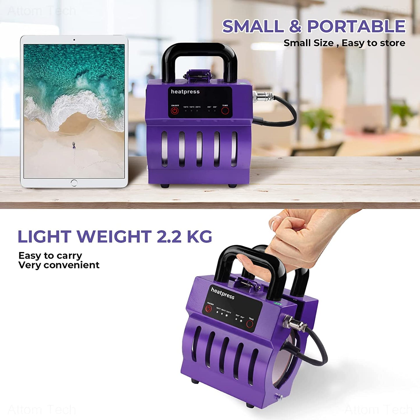 Mini Mug Heat Press Machine for 10-11oz Coffee Mugs Tumblers Free Gloves & Tape