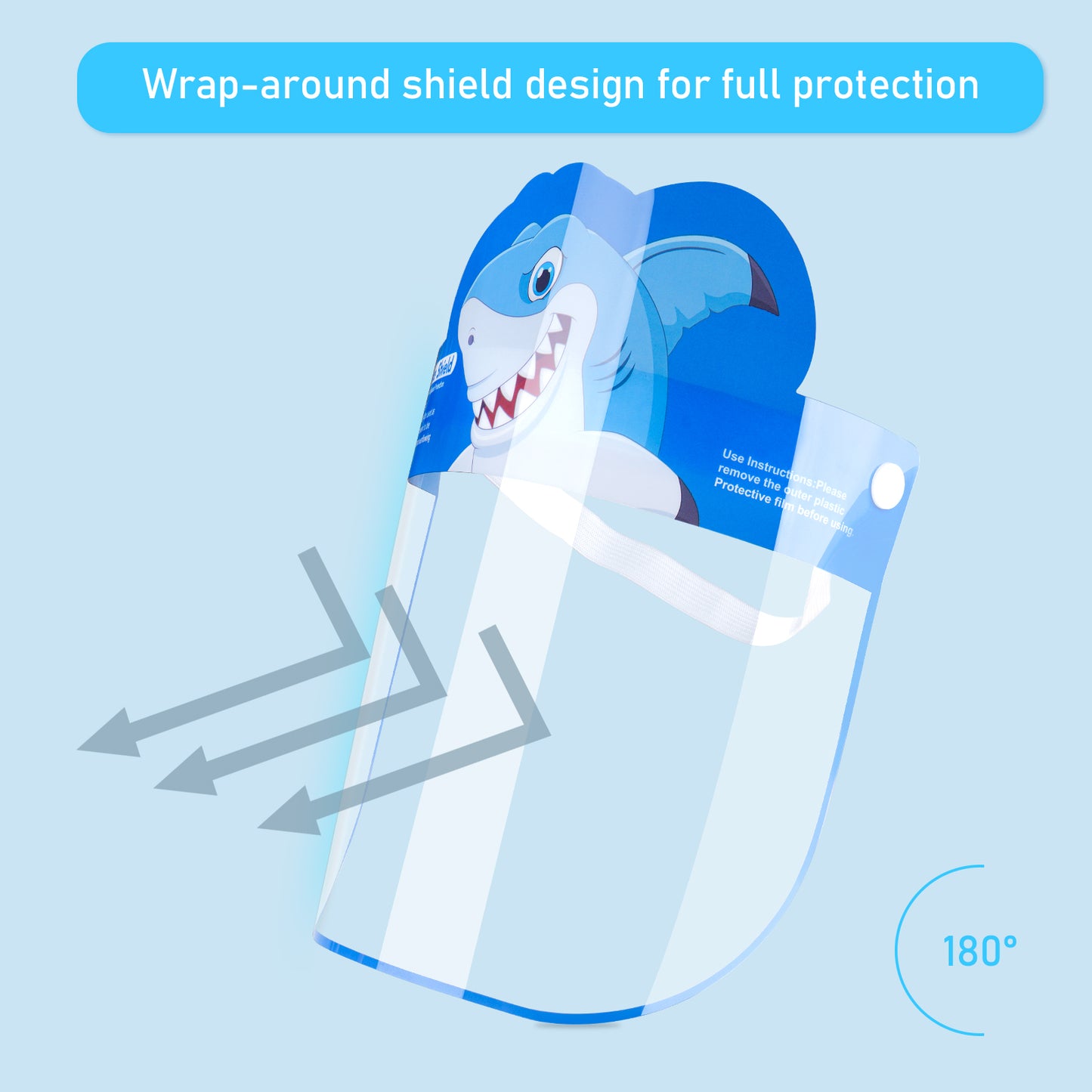 8-Pack Kids' Safety Face Shields Breathable Wrap-Around Full Protection Clear Vi