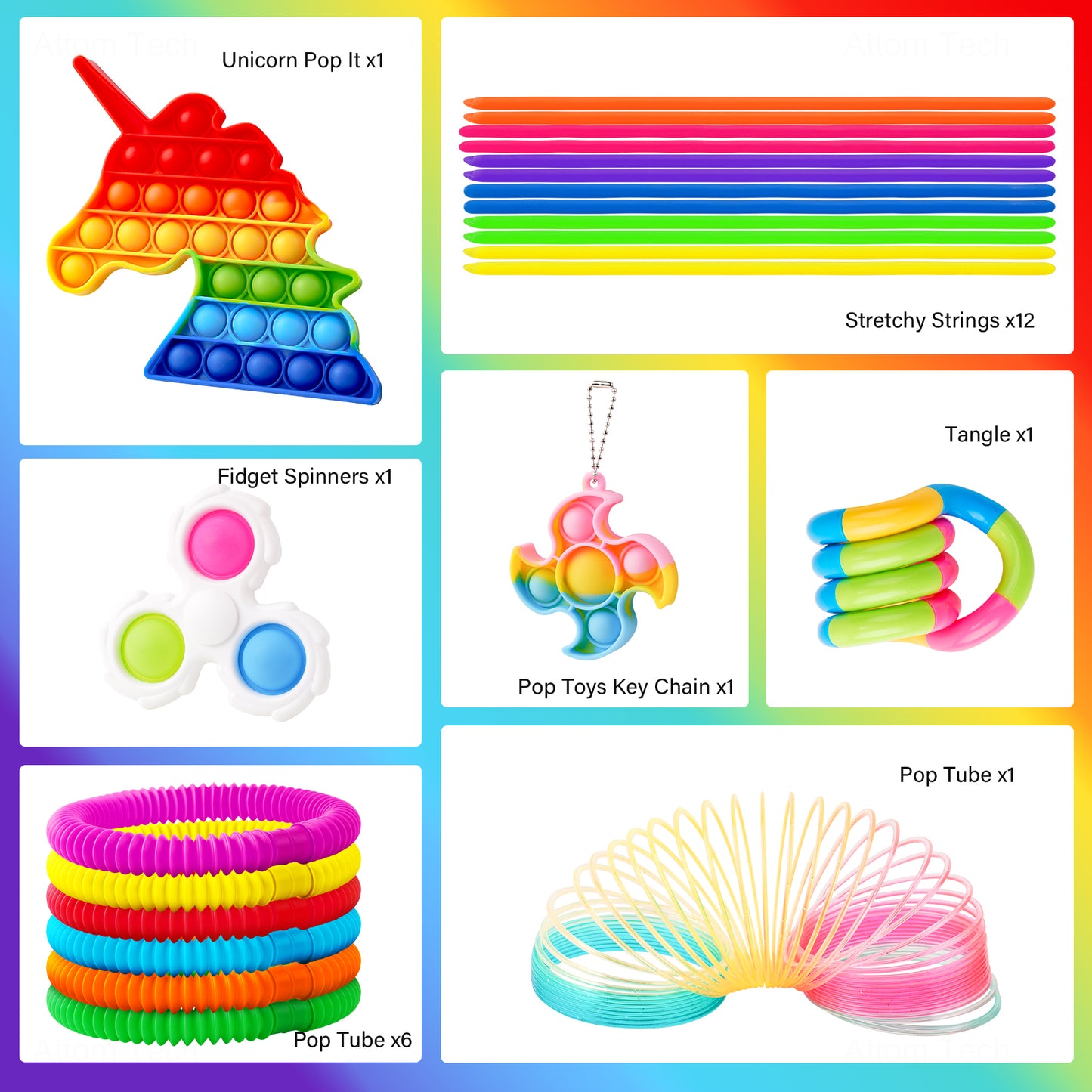 20PCS Fidget Toy Variety Pack Assorted Pop Sensory Hand Fidget Toy Bundle Set