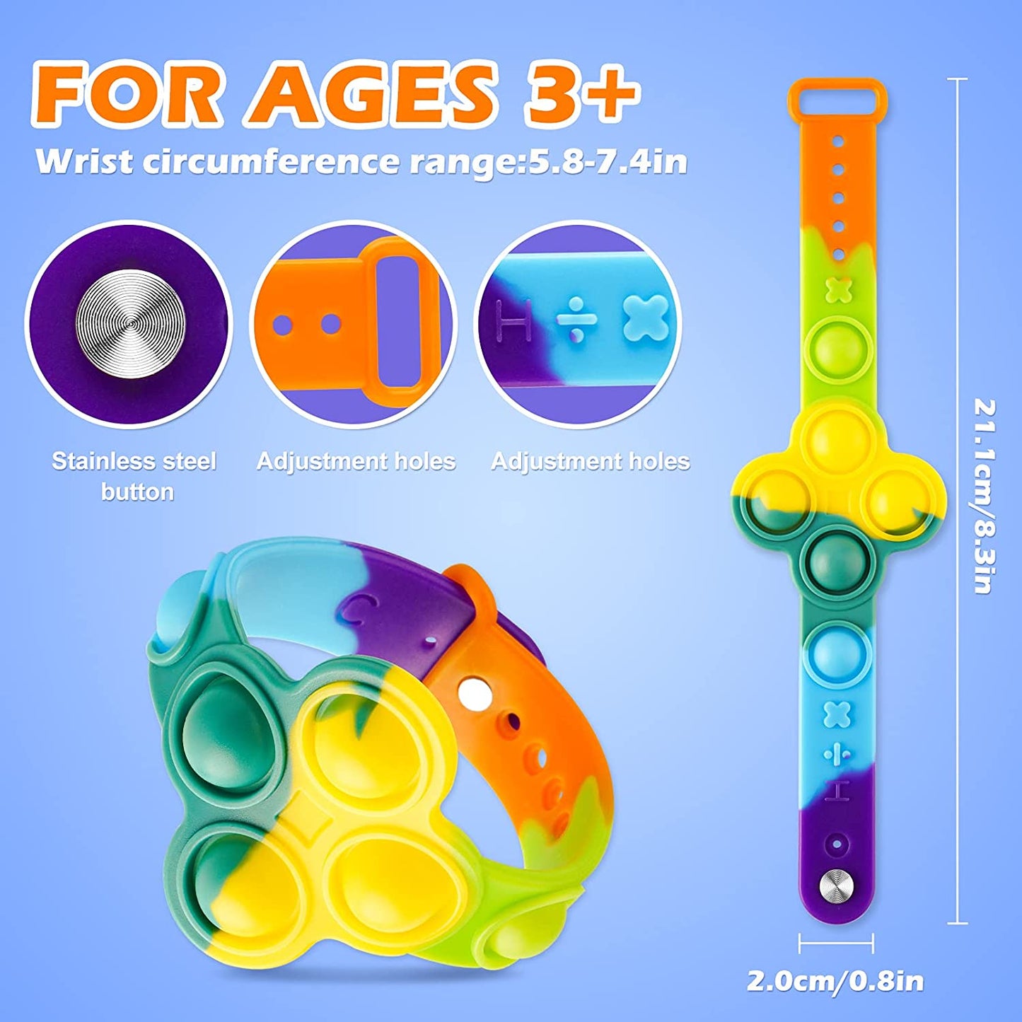 Push Pop Bubble Wristband Silicone Fidget Sensory Toy Bracelet Toy Stress Reduce
