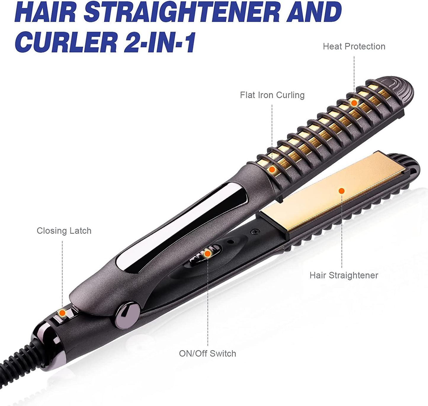 2-In-1 Hair Straightener Curler Professional Multi-Styler Flat Iron All Styles