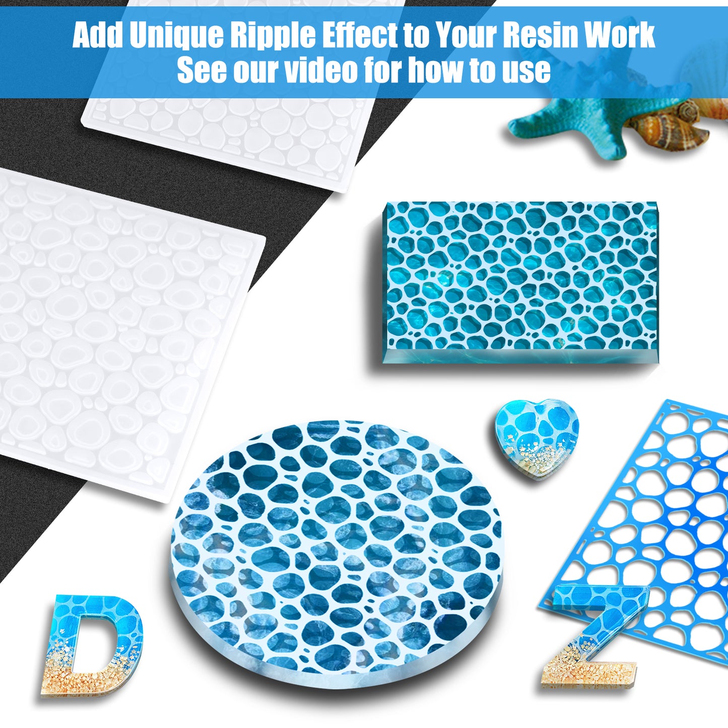 Water Ripple Effect for Resin Molds, DIY Silicone Epoxy Casting Thin Flexible