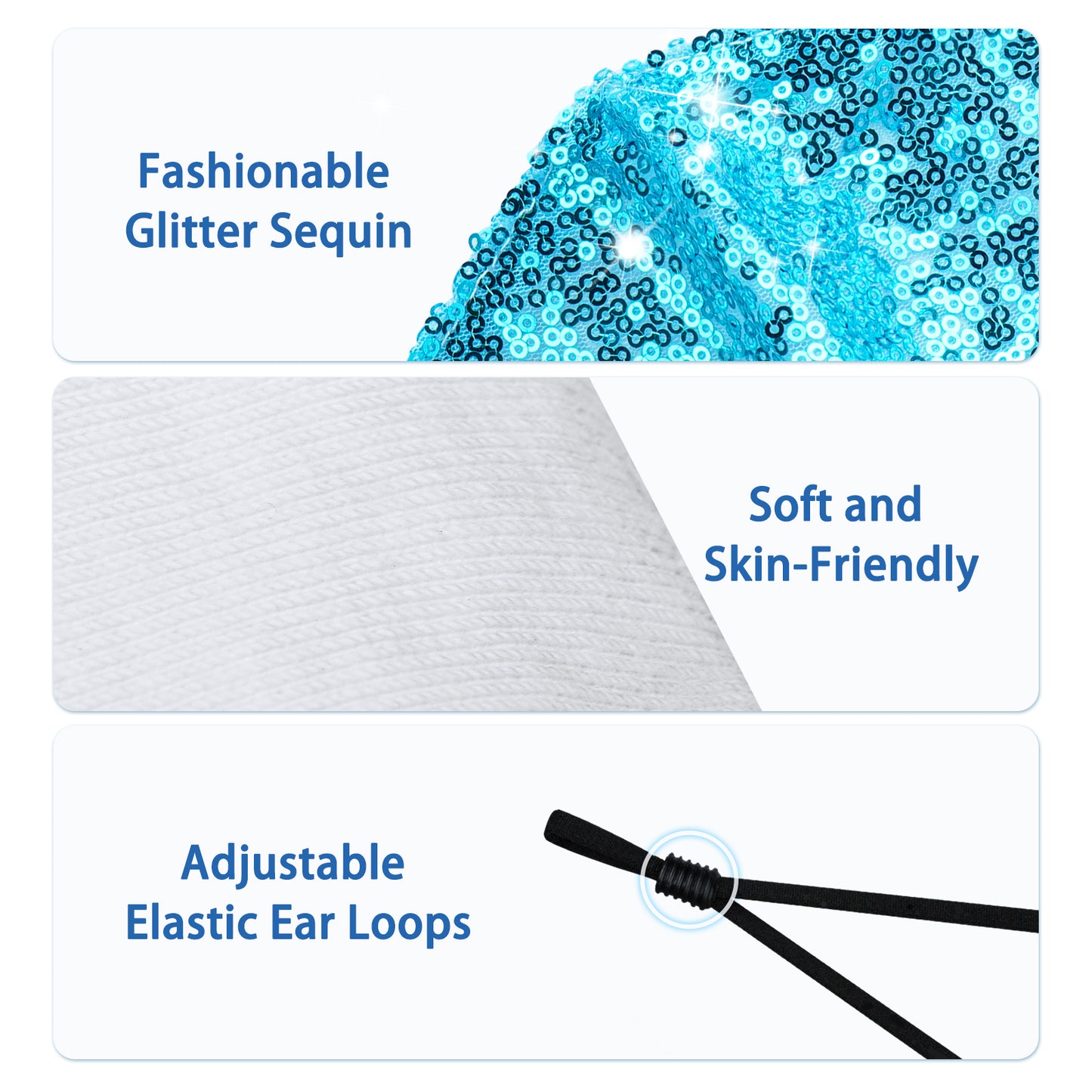 (4 Masks+20 Filters) Washable Fashion Glitter Sequins 5-Layer Filter s,