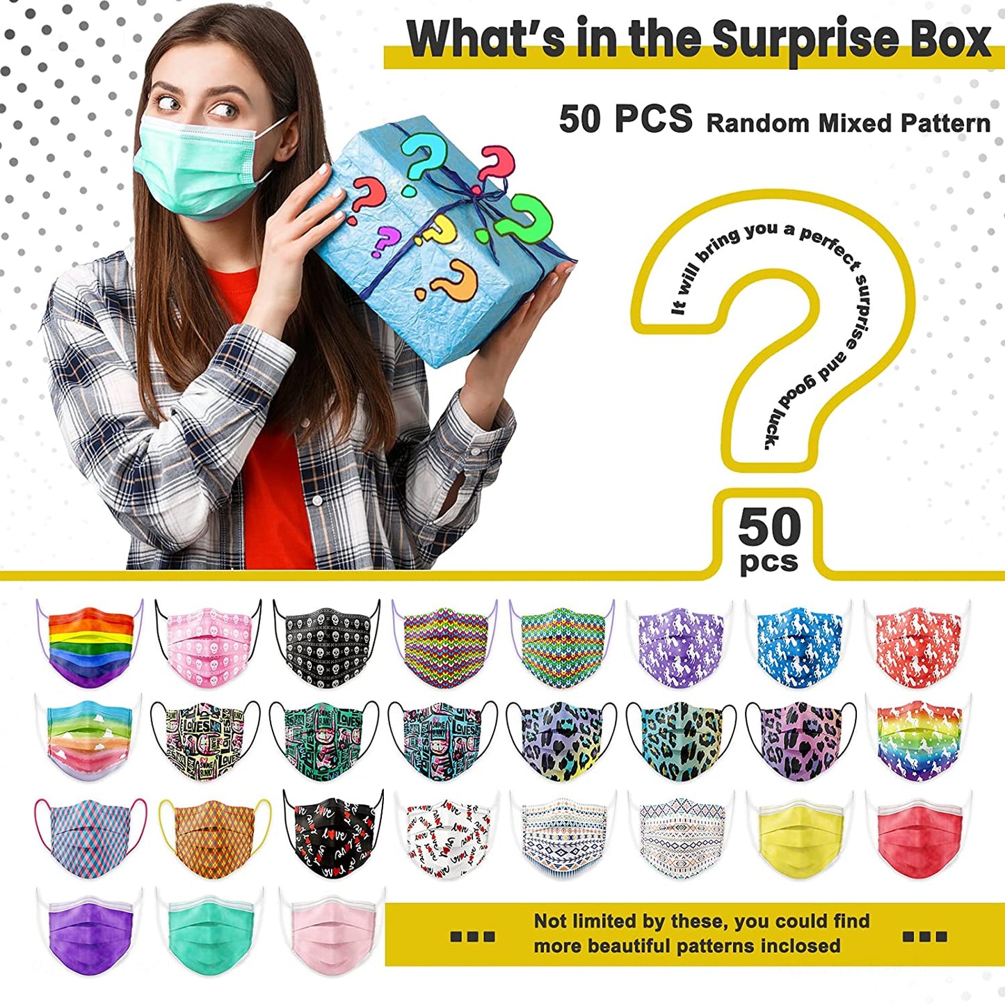 50PCS Adult Disposable Fun Random Print Variety Value Pack Mixed Colors