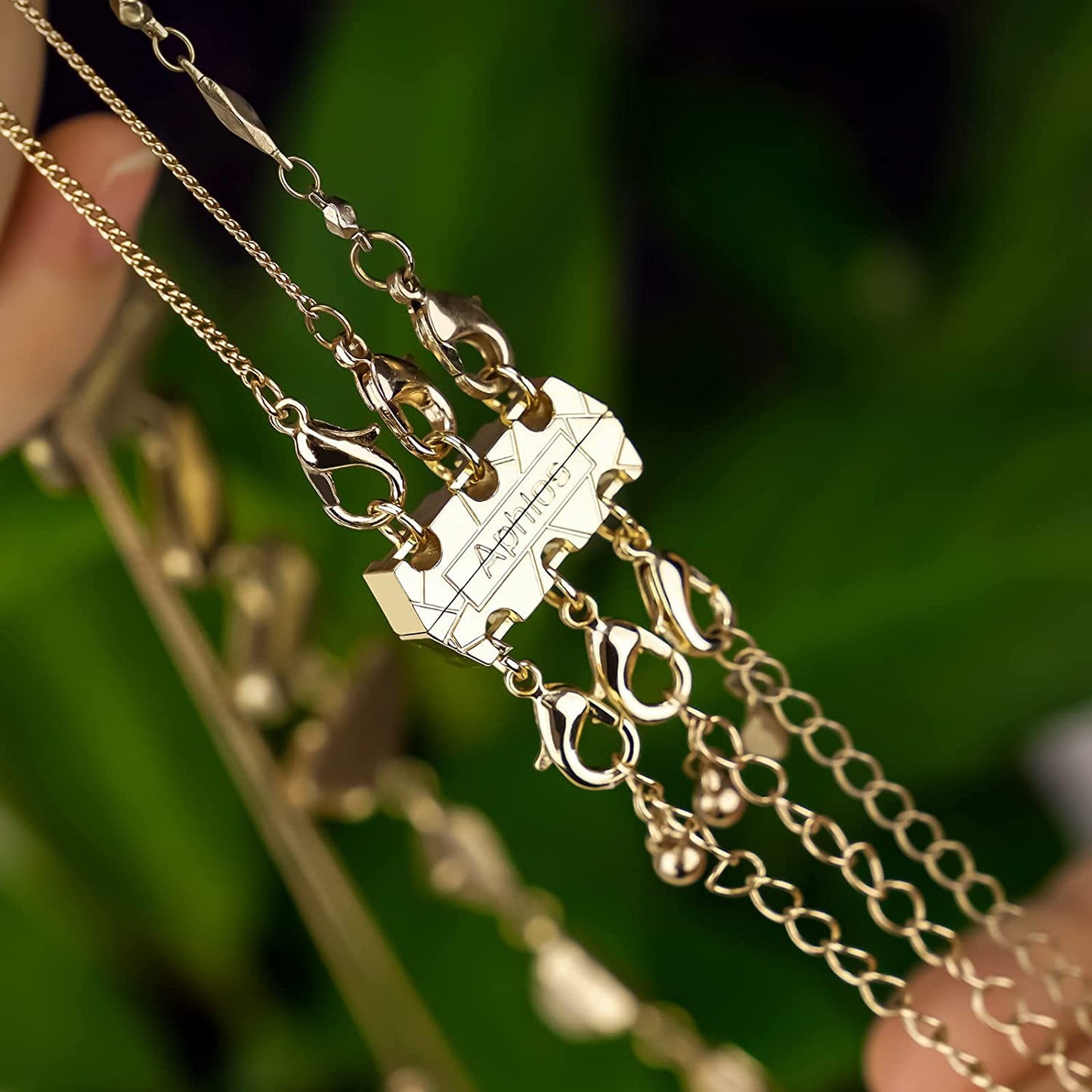 Necklace Layering Magnetic 18K Gold Plated Multistrand 3-Clasp Jewelry Spacers