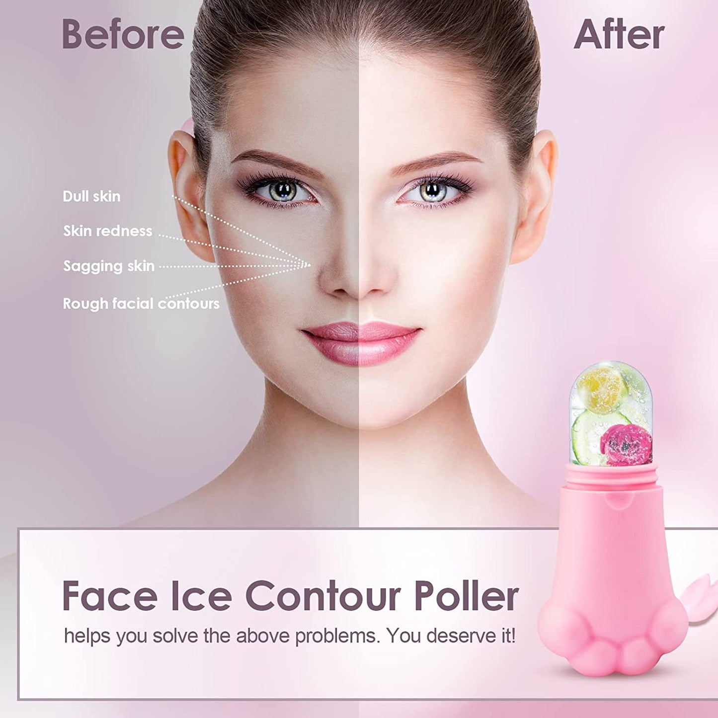 Ice Roller for Face Body Cat Paw Shape Silicone Facial Skin Care Beauty Massager