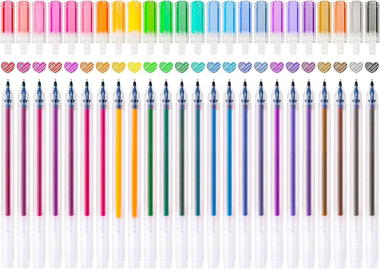Colored Gel Pens 24 Colors Ink 0.5mm Fine Point Ball Point Pen 25% More Ink