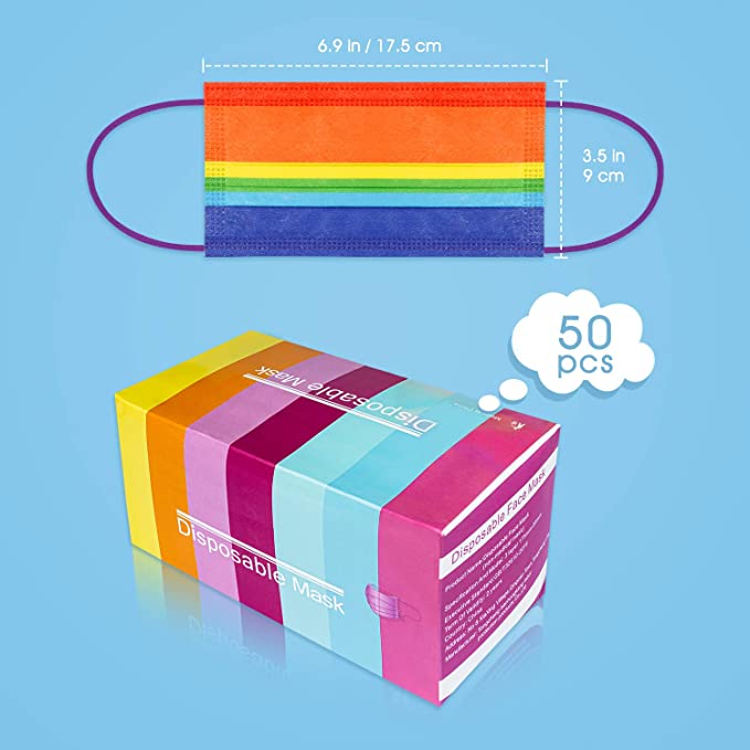 50PCS Rainbow Color Individually Wrap Soft Elastic Earloop