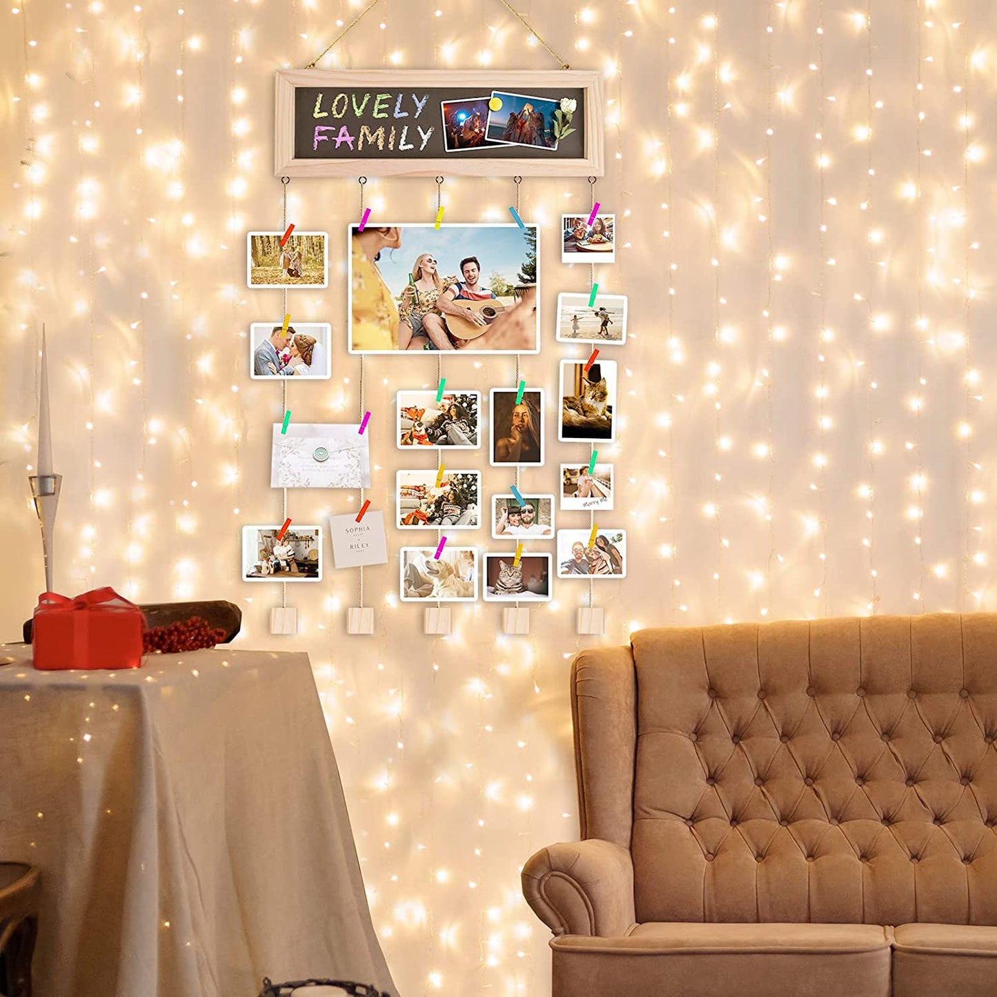 Hanging Picture Frames Wall Decor Collage Photo Display Message Chalkboard Sign