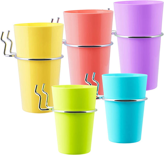 Pegboard Storage Cup Ring Holder 5x 3 Large Yellow/White/Pink 2 Small Green/Blue