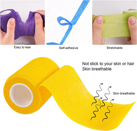 8PCS Self-Adhesive Cohesive Bandage Elastic Wrap 5-Yard 1"/2"/3"/4" Mix Colors