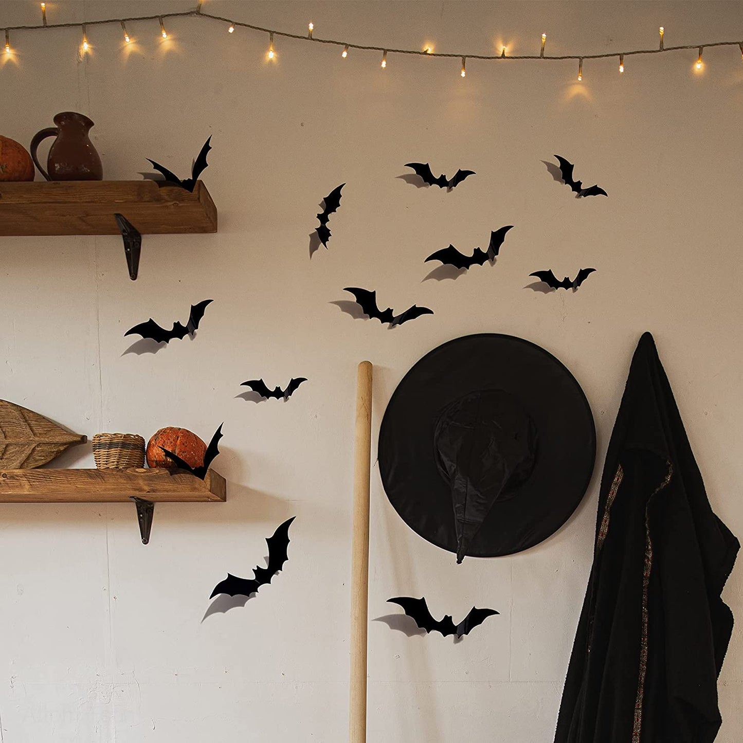 156PCS Halloween Window Cling Decal Stickers + 3D Bat Decoration Set, Halloween