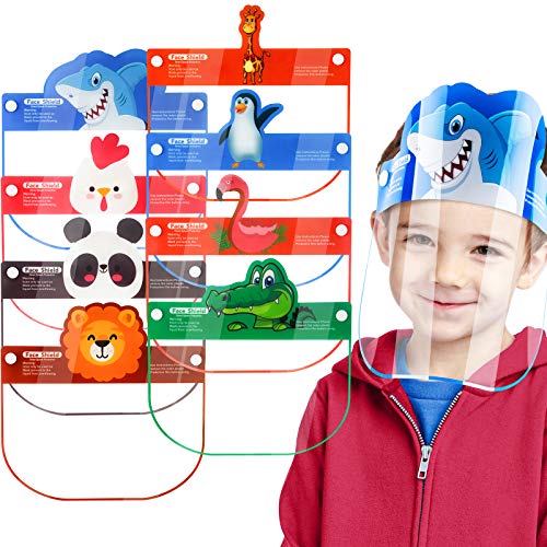 8-Pack Kids' Safety Face Shields Breathable Wrap-Around Full Protection Clear Vi