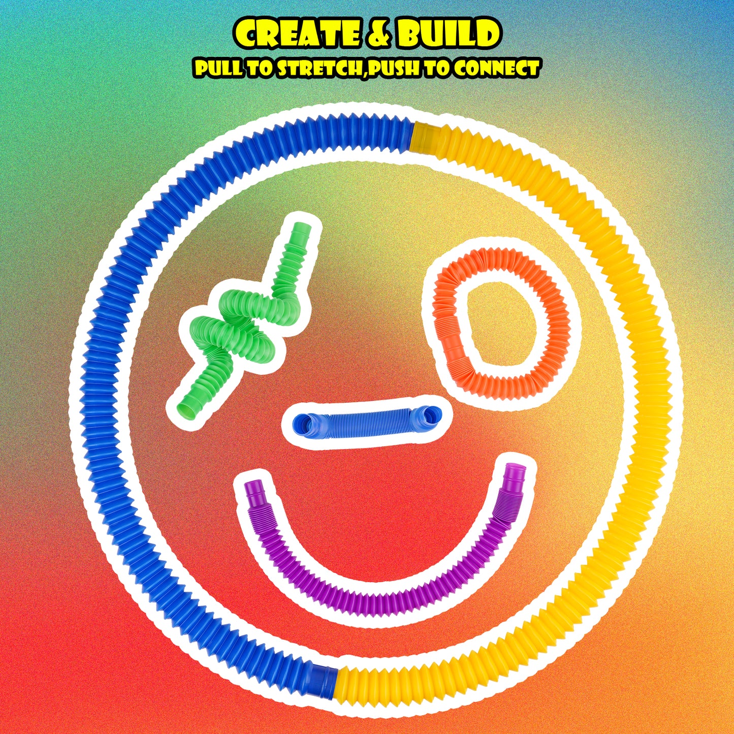 24PCS Pop Tube Sensory Fidget Toy Combo Set (8 Big+16 Mini), Stretchable Pipes