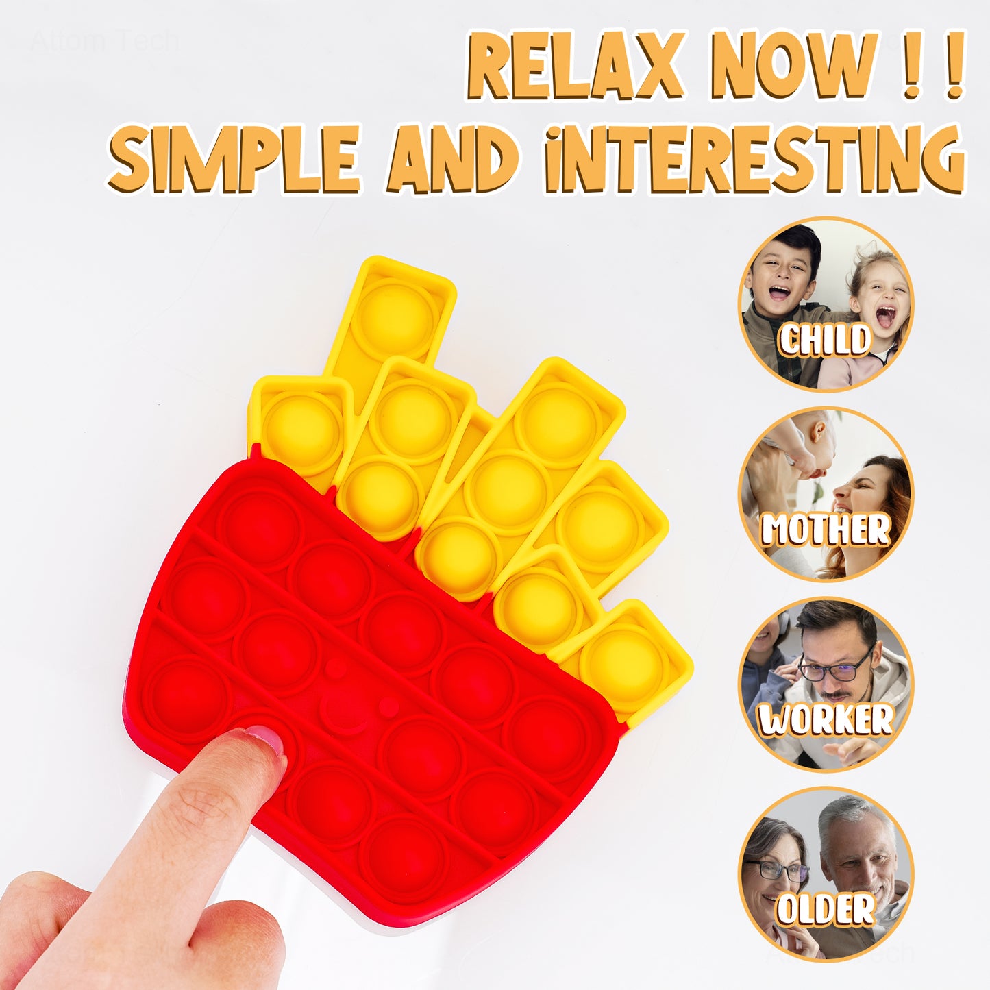 2-Pack Silicone Push Pop Bubble Fidget Toys, Fast Food Shapes Sensory Toys