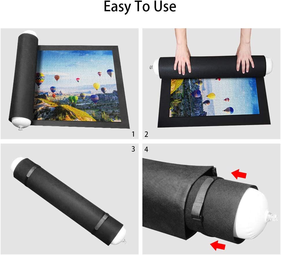 Rollable Jigsaw Puzzle Felt Mat Up to 1500PCS Inflatable Tube (46.5 x 26.5 inch)