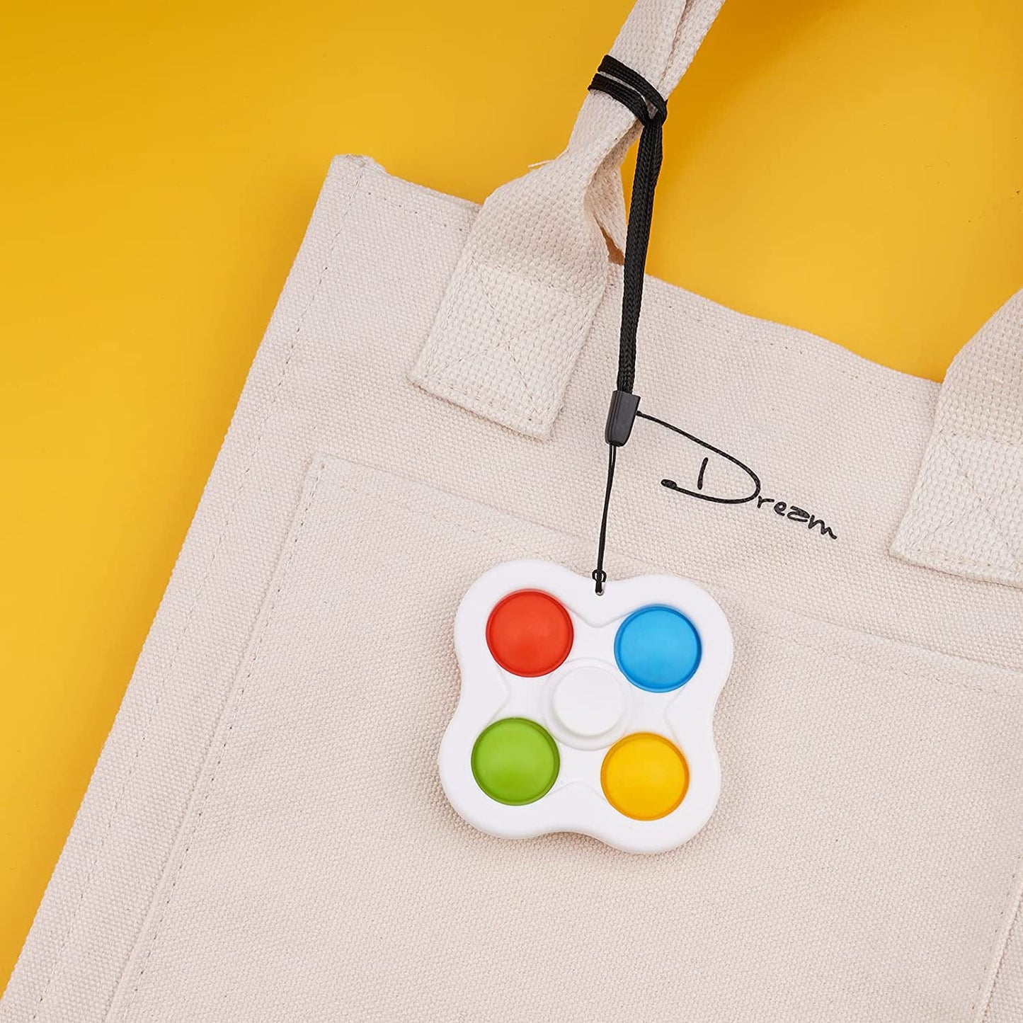 2PCS 2-in-1 Simple Pop Bubble Fidget Spinners with Lanyards (12-Bubble + 4-Bub