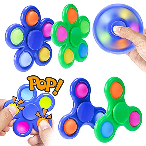 Fidget Pack 4PCS Bubble Fidget Spinners, 2-in-1 Push Pop Bubble Fidget, High-S