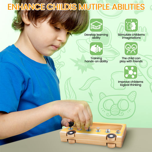 Montessori Wooden Screwdriver Board Sensory Toy for 3+ Year, STEM Activity