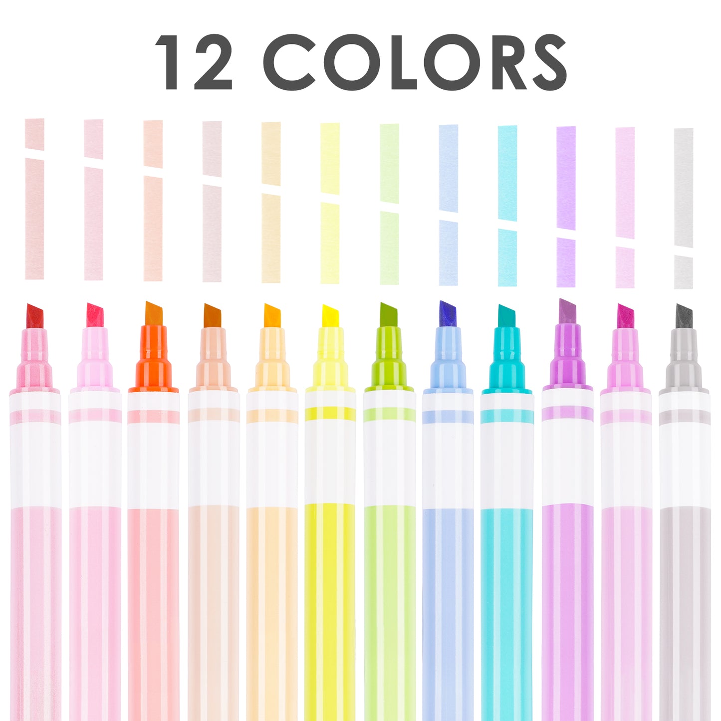 NiOffice Erasable Highlighters Dual Chisel Tip 12 Colors - STA3401