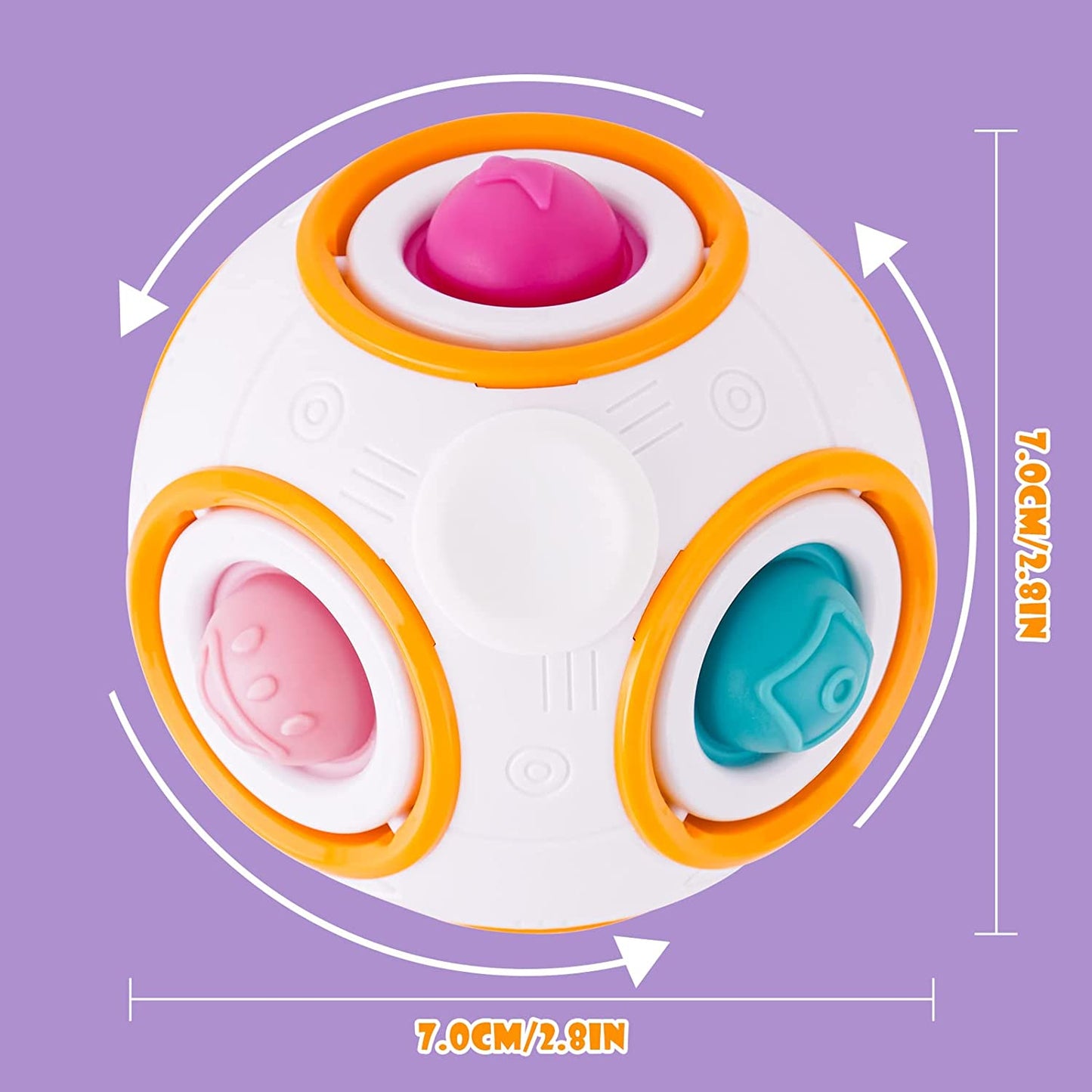 3-In-1 Rainbow Puzzle Ball Pop Bubble Fidget Sensory Toy Silicone Bubble Planet