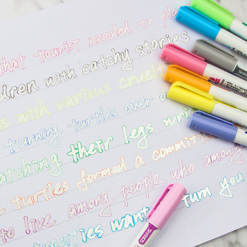 Double Line Outline Marker, Self-outline Metallic Markers for Bullet Journal Pen